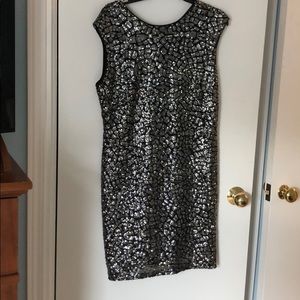 Black and silver mini dress